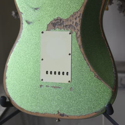 American Fender Stratocaster Relic Nitro Lime Squeezer Green Sparkle SSS-CS 54'S image 4
