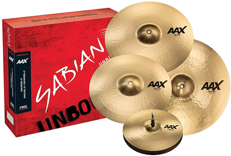 Sabian AAX Promotional Set w/ Free 18" Thin Crash, (14" Hats, 16" Crash, 21" ) Brilliant Finish image 1