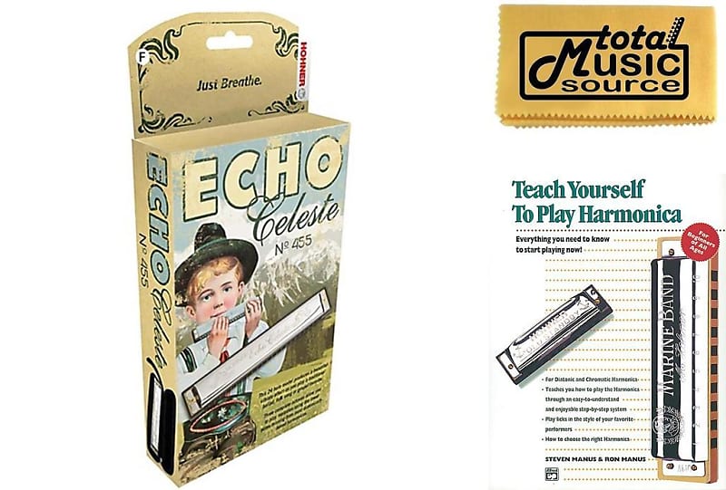 Hohner 455 Echo Celeste Tremolo Tuned Harmonica Key of F Includes Case Book 455BX F BK Reverb