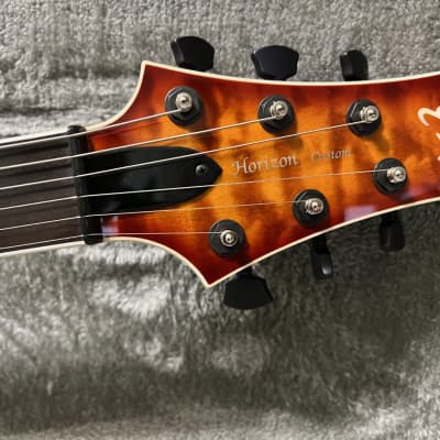 ESP Custom Shop Horizon guitar.  Mint w/OHSC BK VHII PUP's, 2010, Kiso factory 5A quilt top image 4