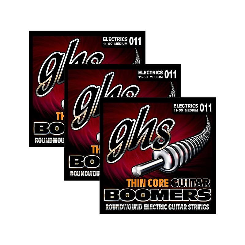3-Pack GHS TC-GBM Thin Core Boomer Medium Electric Guitar Strings (11-50) image 1