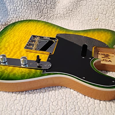 Bottom price on a KIller 5A maple top USA made Bound Alder body in the Rare Green Dragon. Made for a Tele neck. # GDT-1 image 11