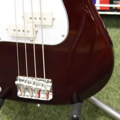 Johnson left handed bass guitar in wine red finish image 7
