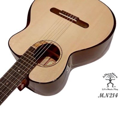 aNueNue MN214 all solid Moon Spruce & Indian Rosewood 36' travel Nylon Guitar image 4