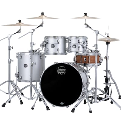 Mapex Saturn Evolution Rock Birch Iridium Silver Lacquer Chrome Hardware 4pc Drums Shell Pack +Bags 22x18_10x8_12x9_16x16 | Authorized Dealer image 3