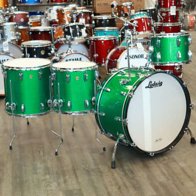 Ludwig Legacy Maple 4-PC Shell Pack 12/14/16/24 (Green Sparkle) image 2