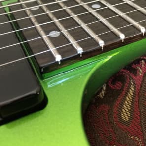2012 Carvin DC700 7 string guitar Radiation Green with official hardshell case. Excellent condition! image 12