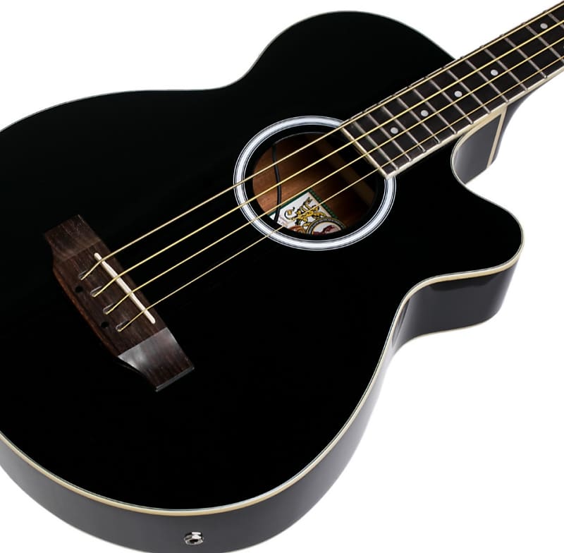 Oscar Schmidt OB100B Venetian Cutaway Mahogany Neck 4-String Acoustic-Electric Bass Guitar w/Gig Bag image 1
