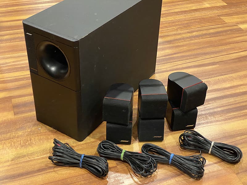 Bose Acoustimass 1990s Black Subwoofer and Redline Speakers