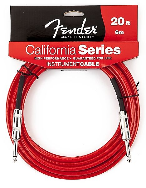 Fender California Instrument Cable, 20', Candy Apple Red 2016 image 1