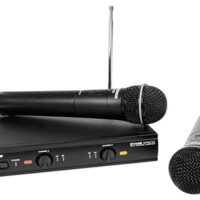 SAMSON Stage 200 Dual VHF Handheld Wireless Microphones Vocal Mics - A Band image 1
