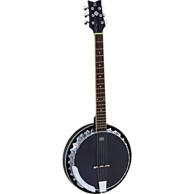 Ortega Raven Series OBJE350/6-SBK 6-string banjo with bag image 1