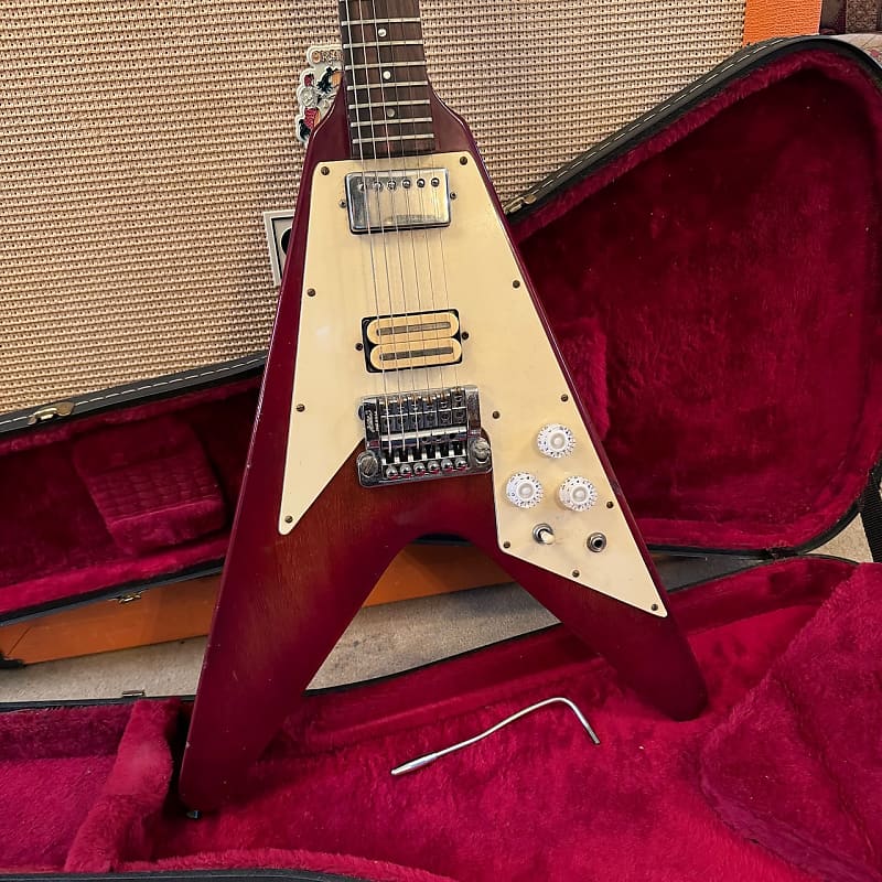 Vintage 1981 Gibson USA Flying V Cherry Sunburst Guitar w/ OHSC & Kahler  Bridge