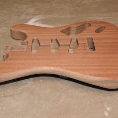 Unfinished Strat 2 Piece Walnut With a 1 Piece Ribbon Sapele/Mahogany Top 5lbs 10.5oz! image 6