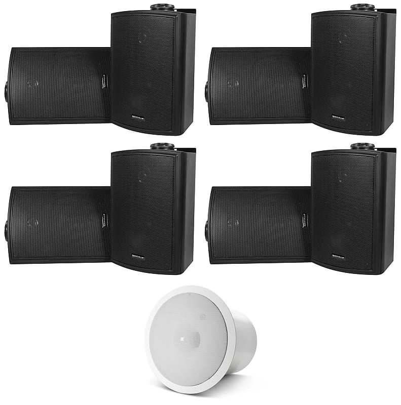 (8) Rockville HP5S-8 Black 5.25&quot; Swivel Home Theater Speakers+JBL Subwoofers  			