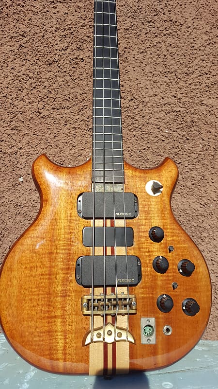 Alembic Series 1 Short scale bass 1979 Koa top. w/original Blue Alembic case.Additional Price Drop. image 1