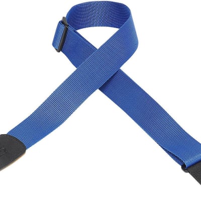 Levy's M8-ROY 2" Soft-Poly Guitar/Bass Strap w/Leather Ends - Royal Blue image 1