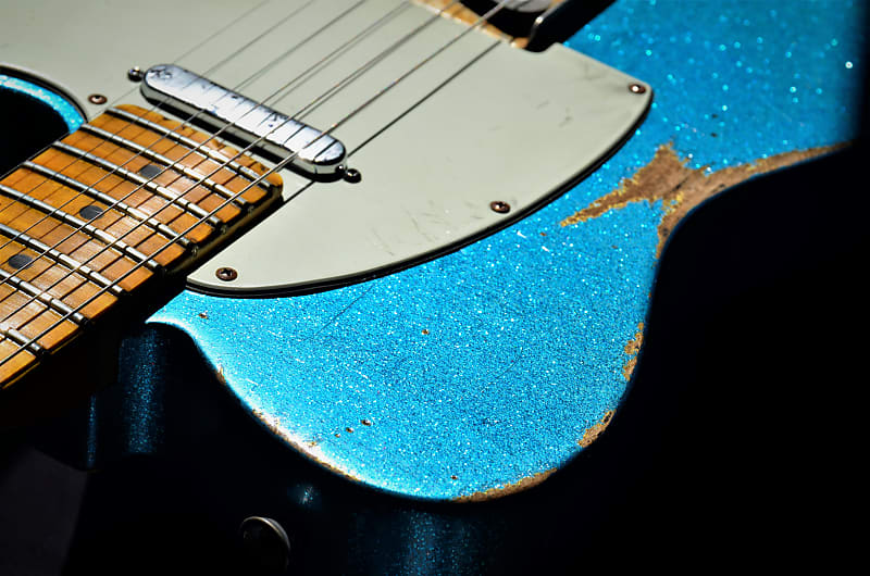 American Fender Custom Telecaster Nitro Heavy Relic Blue Sparkle image 1