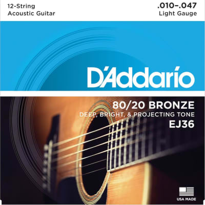 D'Addario EJ36 12-String Bronze Acoustic Guitar Strings, Light, 10-47 image 1