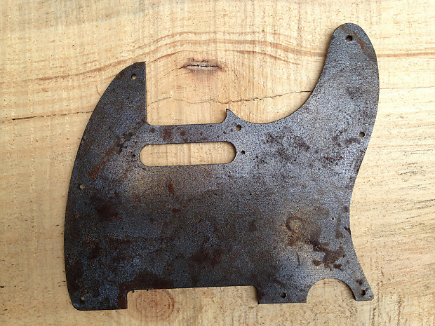 Rusted black telecaster pickguard. heavy distressed, rust holes, one of a kind for guitar building image 1