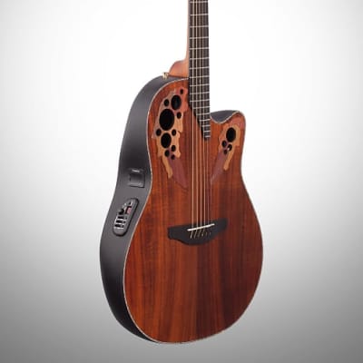 Ovation CE44P-FKOA Exotic Celebrity Elite Plus Selected Figured Top Mid-Depth Lyrachord Body Nato Neck 6-String Acoustic-Electric Guitar image 9