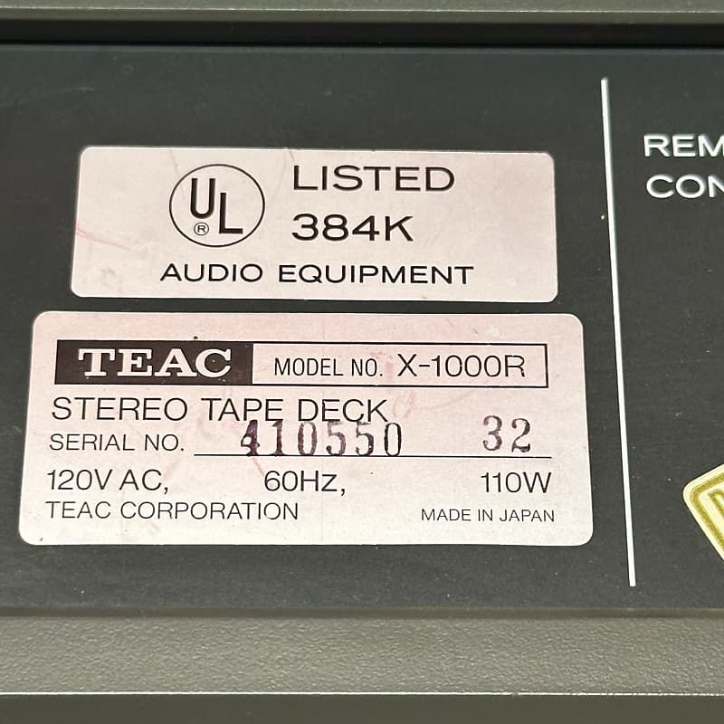 TEAC X-1000R 1/4 2-Track Reel to Reel Stereo Tape Deck Recorder -Fully  Serviced