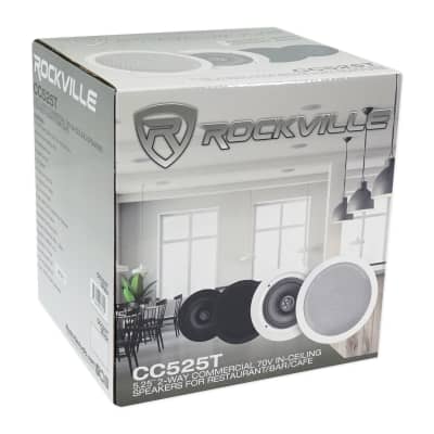 (12) Rockville CC525T White 5.25" Commercial 70v Ceiling Speakers For Restaurant image 11