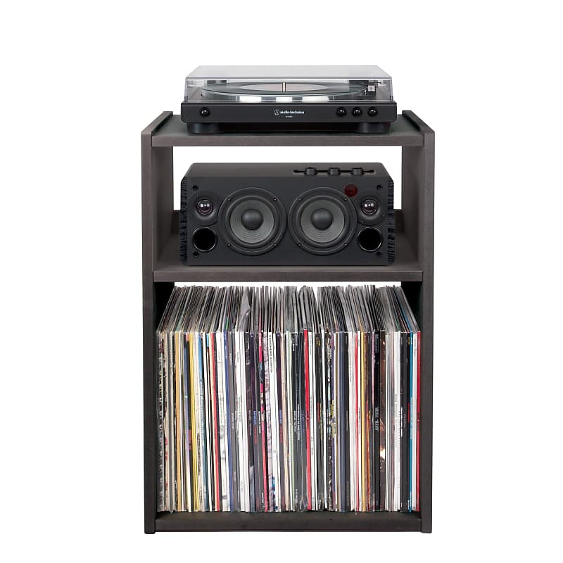 Line Phono: All-In-One Turntable / Speaker / Cube PLUS Stand Package Carbon Stand / Black Turntable + Speaker  			