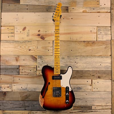 Fender Custom Shop P90 Telecaster Thinline Relic Chocolate 3-Color Sunburst image 3