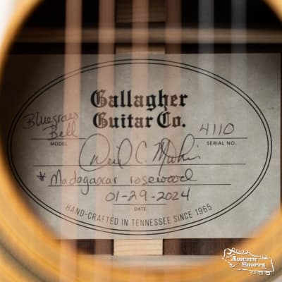 Gallagher The Bluegrass Bell Torrefied Adirondack/Madagascar Rosewood Sunburst Dreadnought Acoustic Guitar #4110 image 4