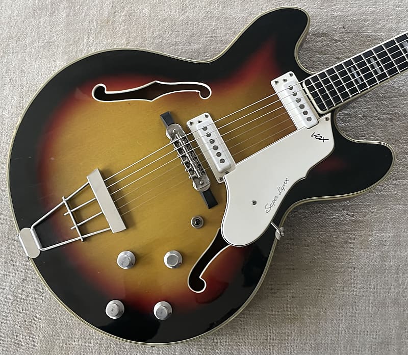 1966 Vox Super Lynx Sunburst Hollowbody Electric Guitar + OHSC Case Made in Italy image 1