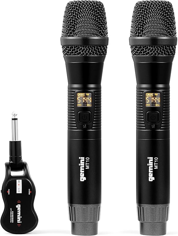 Gemini GMUM200 Dual HandHeld Wireless UHF Microphone Reverb UK