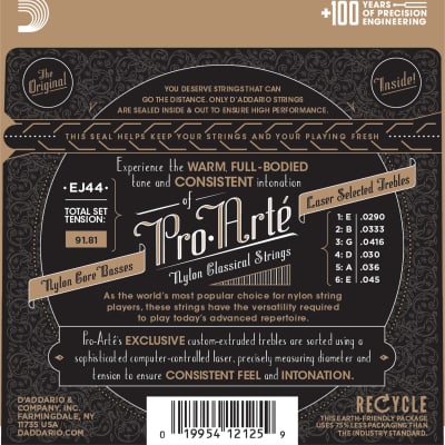 D'Addario EJ44 Pro-Arte Nylon Classical Guitar Strings, Extra Hard Tension image 3