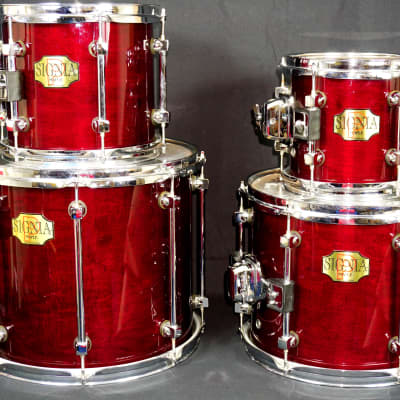 Premier Signia Cherrywood Drums - 5 piece - 4 toms, 1 kick - with 8" and 15" rare toms 90s  CLEAN! image 6