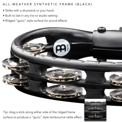 Meinl Percussion TMT2BK Mountable ABS Plastic Tambourine with Steel Jingles, Black image 4