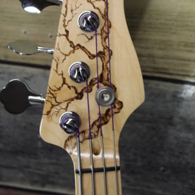 New Custom  4 String Bass  Sunburst/  Pyrography Guitar by Sparka Studios image 8
