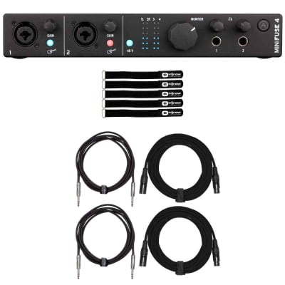 Arturia MINIFUSE-4-BLACK Black Audio & MIDI STudio Recording Interface with Cables image 1