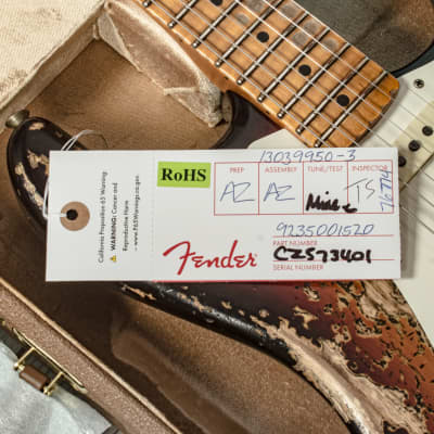 Fender - B2 Custom Shop Limited Edition - Red Hot Stratocaster® Electric Guitar - Maple Fingerboard - Super Heavy Relic - Faded Chocolate 3-Tone Sunburst - w/ Custom Shop Brown Hardshell Case - x9485 image 12