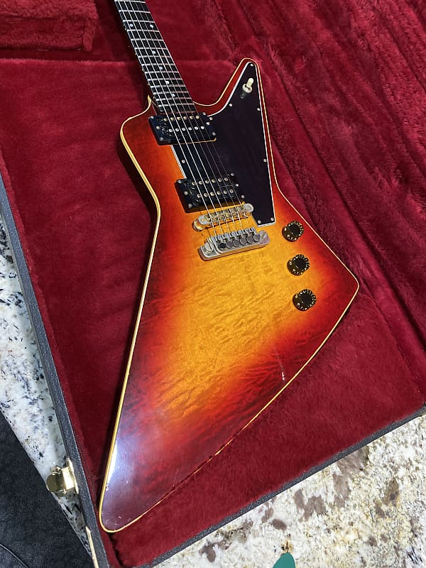 Video! 1981 Gibson Explorer E2 CMT Flame Top Heritage Cherry Sunburst w/  Hamer Standard Case