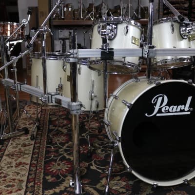 Used 90s era Pearl Masters Custom Extra Maple, Opal Finish, w/rack