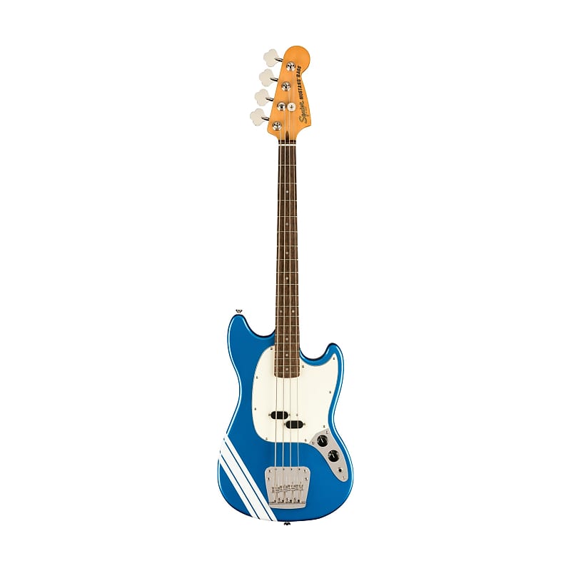 Squier FSR Classic Vibe 60s Competition Mustang Bass w/ Olympic White Stripes, Lake Placid Blue image 1