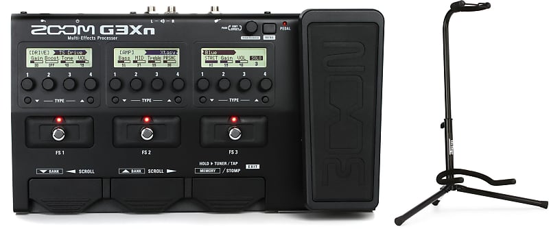 Zoom G3Xn Multi-effects Processor with Expression Pedal Bundle with  On-Stage XCG-4 Classic Guitar Stand