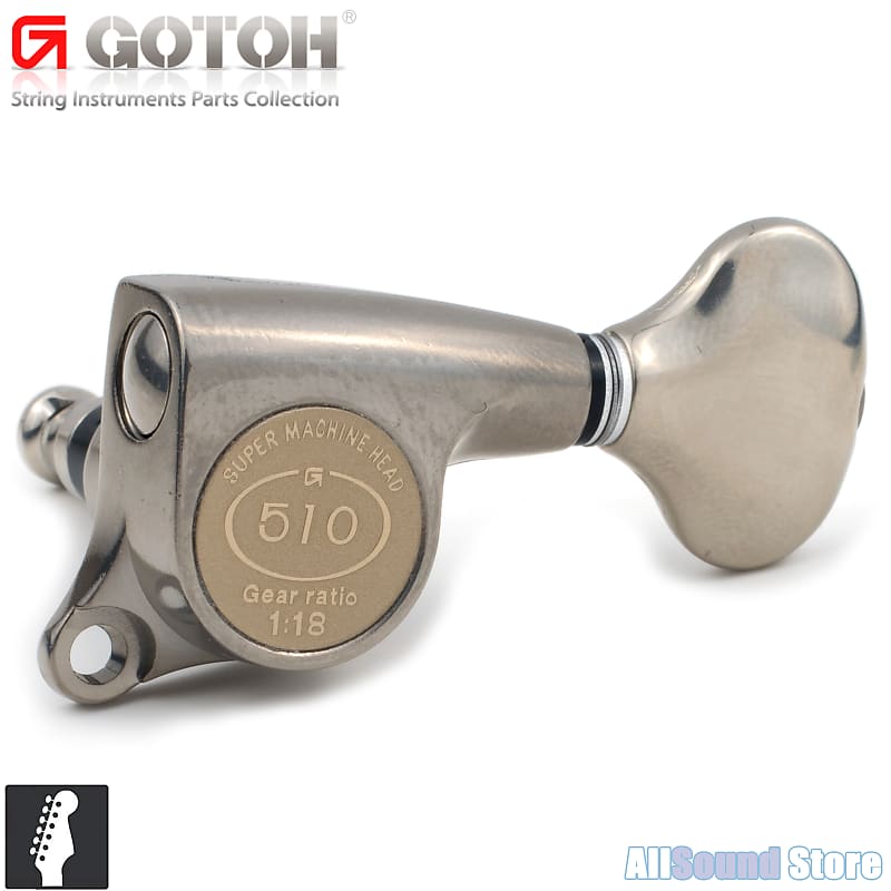 GOTOH SGS510Z-S5-XN 6 In-Line Mini Tuners 1:18 Ratio - L6 Antique X-NICKEL