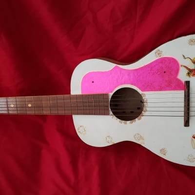Harmony Stella Parlor Guitar 1950s H928 RARE blonde faux flame tiger stripe *project* USA made image 2