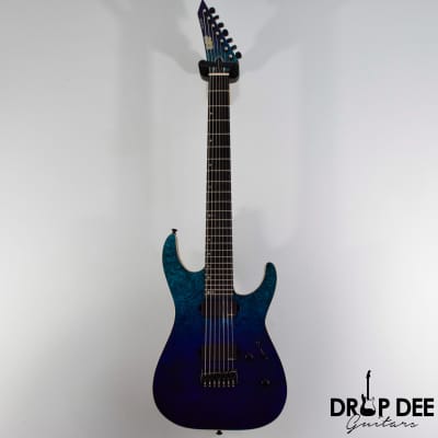 ESP USA M-7 Hardtail Baritone 7-String Electric Guitar w/ Case - Violet Shadow Fade Marble image 2