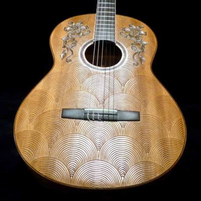 Blueberry Handmade Classical Nylon String Guitar Floral Motif Built to Order image 8