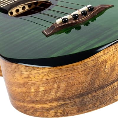 Flight Comet EQ-A Green Tenor Ukulele New - solid stained flamed maple top image 8