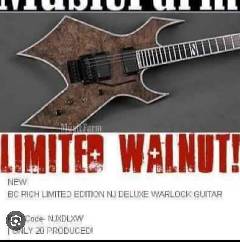 DISC BC Rich NJ Deluxe Warlock Guitar, Black at Gear4music
