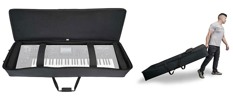 Rockville 61 Key Keyboard Case w/ Wheels+Trolley Handle For Yamaha MOTIF XS6 image 1