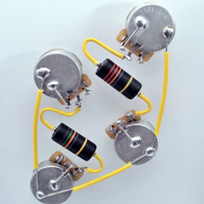 Les Paul Wiring Harness  Custom by JEL 500k CTS  LONG Shaft  LH Emerson Bumblebee  ® .015uF/.022 uF image 1